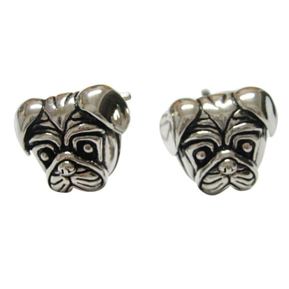 Pug Dog Head Cufflinks - Picture 1 of 2